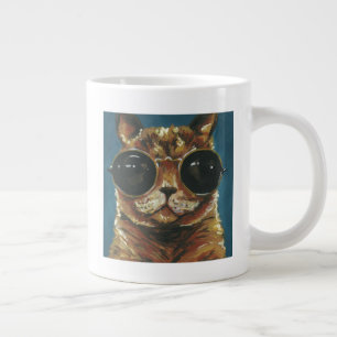 Caneca De Café Grande Animal Gatinho De Óculos De Sol