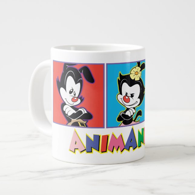 Caneca De Café Grande Animaniacs | Yakko, Dot, & Wakko Panel Graphic (Frente Esquerda)