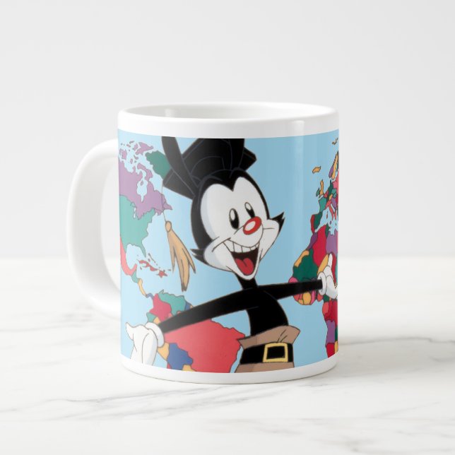 Caneca De Café Grande Animaniacs | Yakko's World Map Graphic (Frente Esquerda)