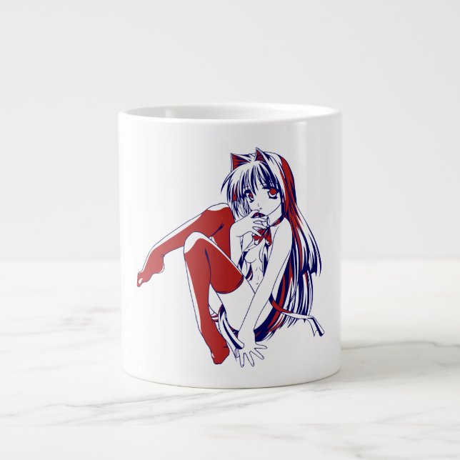 Caneca De Café Grande Anime Kawaii, Manga Americana Neko Catgirl (Frente)