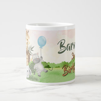 Caneca De Café Grande Aniversário Animais da Selva Aquarela Fofa Nome Pe