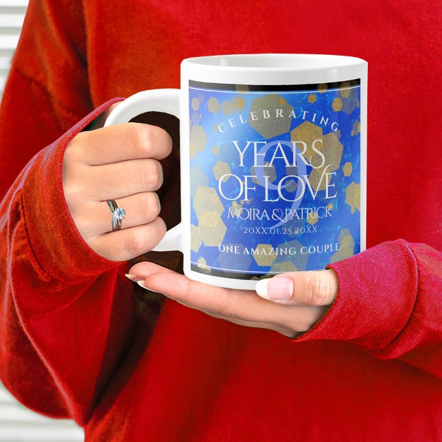 Caneca De Café Grande Aniversário Casado do Elegante Nove Lapis Lazuli (9th Wedding Anniversary Jumbo Coffee Mug Cover Photo.)