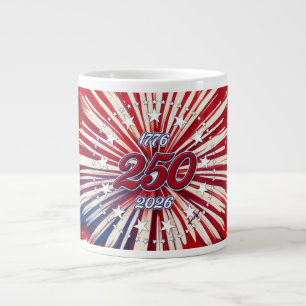 Caneca De Café Grande Aniversário de 250 anos da América 1776-2026 Fogos