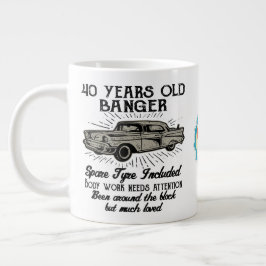 Caneca De Café Grande Aniversário de 40 anos engraçado - Novo carro Bang