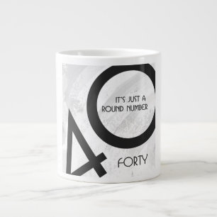 Caneca De Café Grande Aniversário de 40 Décadas Branco