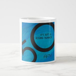 Caneca De Café Grande Aniversário de 50 Décadas Azul