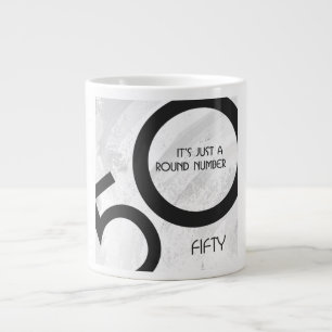 Caneca De Café Grande Aniversário de 50 Décadas Branco