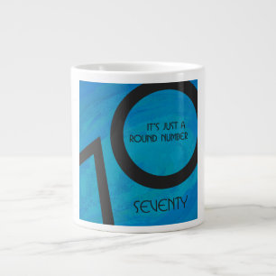Caneca De Café Grande Aniversário de 70 Décadas Azul