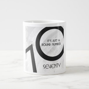 Caneca De Café Grande Aniversário de 70 Décadas Branco