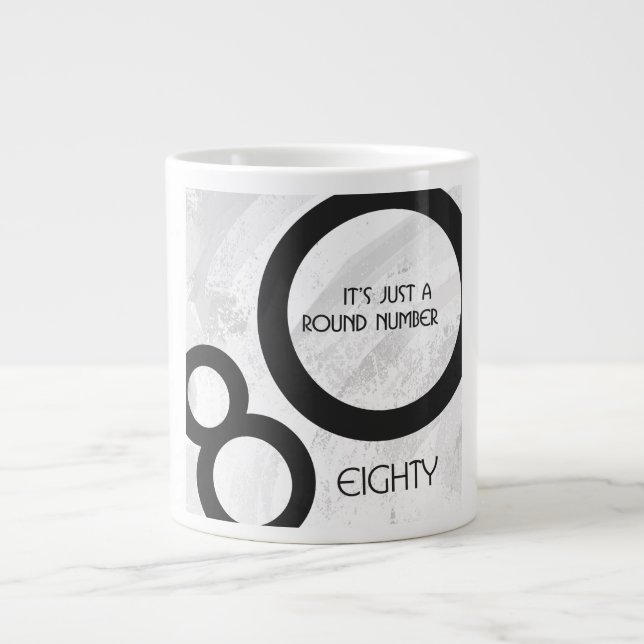 Caneca De Café Grande Aniversário de 80 Décadas Branco (Frente)