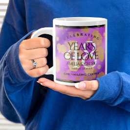 Caneca De Café Grande Aniversário de Casamento de Ametist 48º Elegante