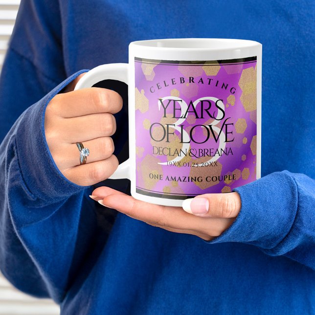 Caneca De Café Grande Aniversário de Casamento de Ametist Elegante 33 (33rd Wedding Anniversary Jumbo Coffee Mug Cover Photo.)