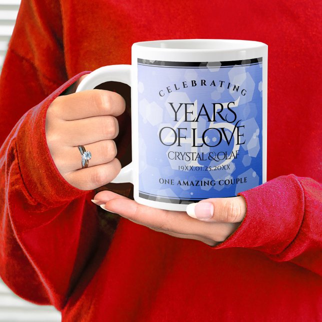 Caneca De Café Grande Aniversário de Casamento do Elegante 45º Sapphire (45th Wedding Anniversary Jumbo Coffee Mug Cover Photo.)