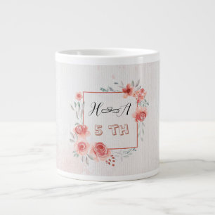 Caneca De Café Grande Aniversário Floral de Primavera Casamento Modern