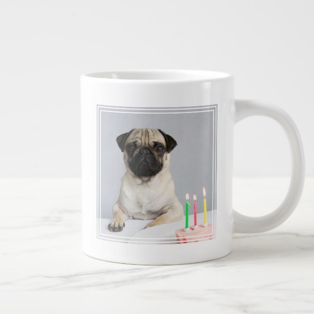 Caneca De Café Grande Aniversário Pug (Direita)