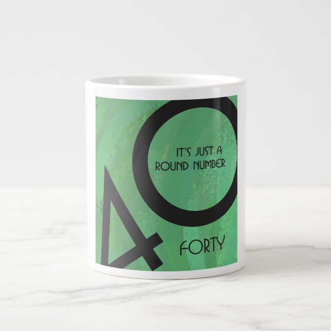 Caneca De Café Grande Aniversário Verde de 40 Décadas (Frente)