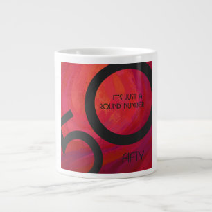 Caneca De Café Grande Aniversário Vermelho de 50 Décadas