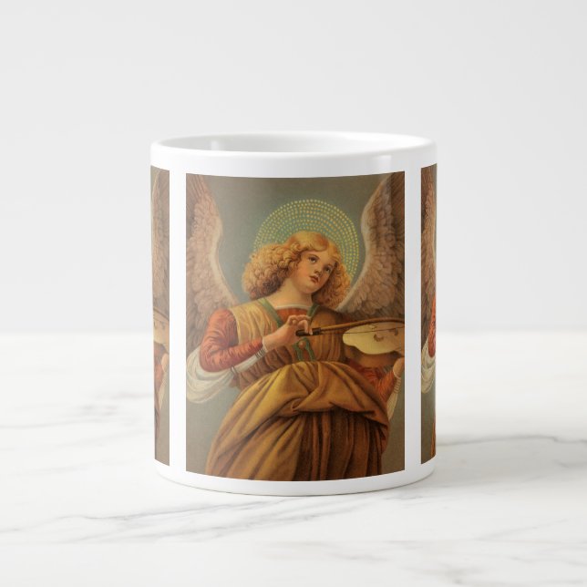 Caneca De Café Grande Anjo da Renascença Tocando Violino Melozzo da Forl (Frente)