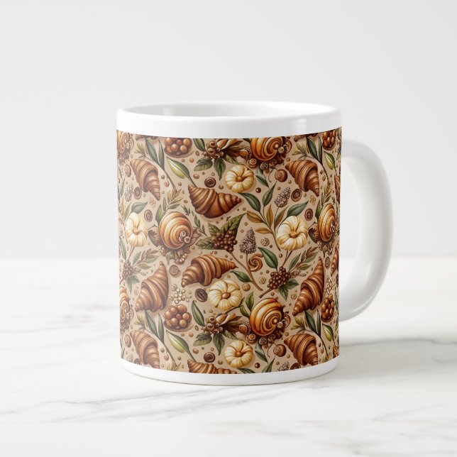Caneca De Café Grande Ansiando Croissants (Frente Esquerda)
