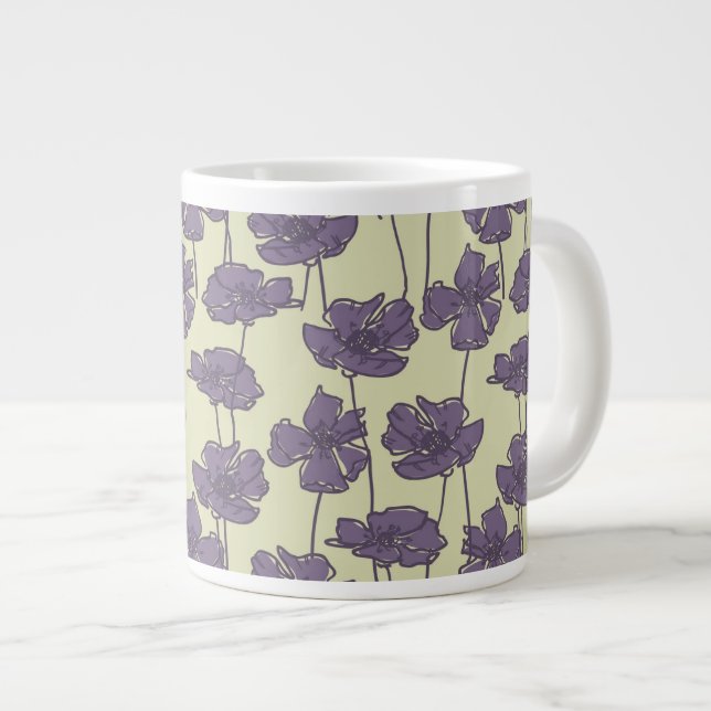 Caneca De Café Grande Antecedentes florais da arte (Frente Esquerda)
