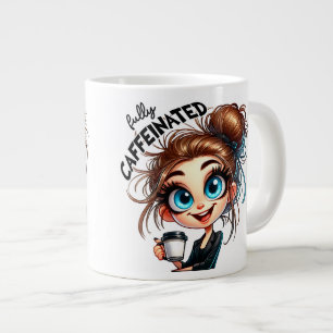 Caneca De Café Grande Antes e depois da cafeína - Sarcastic Grumpy