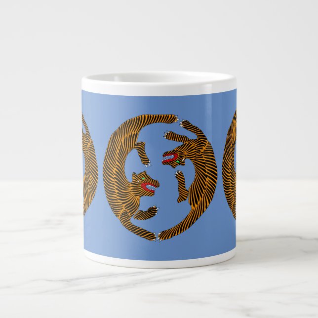 Caneca De Café Grande Antigos Tigres Folk Japoneses (Frente)