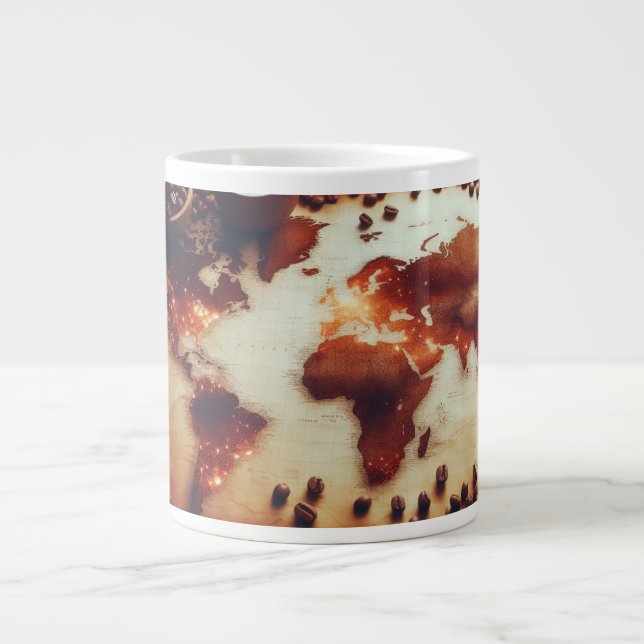 Caneca De Café Grande Antiguamente Café Map Map Mug (Frente)