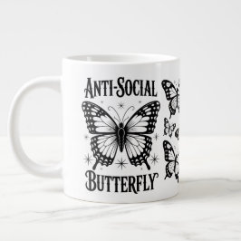 Caneca De Café Grande Antismosscópio de borboletas antissociais - Mug es