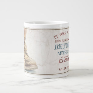 Caneca De Café Grande Anúncio de aposentadoria com botas velhas V1.0