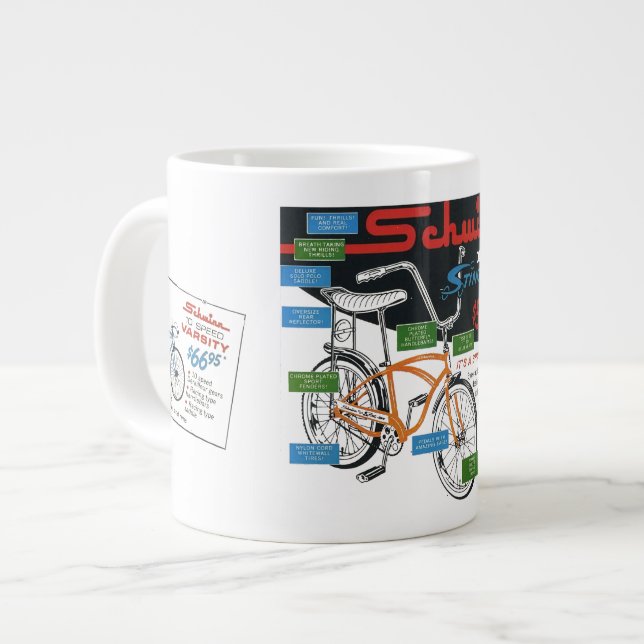 Caneca De Café Grande Anúncio de Bicicleta Antiga (Frente Esquerda)