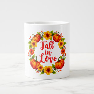 Caneca De Café Grande Apaixonado: Vibrante Design de Wreath de outono