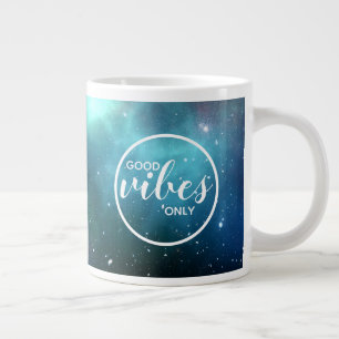 Caneca De Café Grande Apenas Boas Vibrações Tipografia Espacial Galáxia 