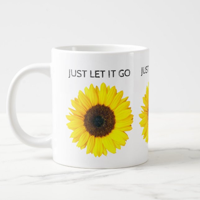 Caneca De Café Grande Apenas Deixe Ir Girassol (Esquerda)