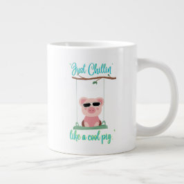 Caneca De Café Grande apenas relaxando - citação de porco