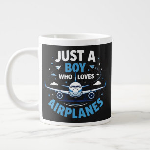 Caneca De Café Grande Apenas um garoto que ama aviões