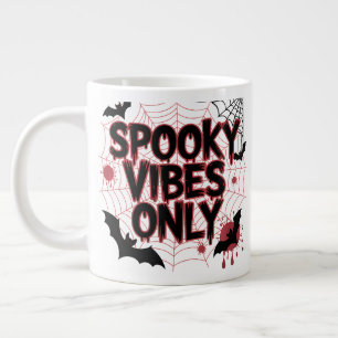 Caneca De Café Grande Apenas Vibrações Assustadoras Vermelho Preto Teia