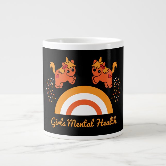 Caneca De Café Grande Apoiar as raparigas com consciência da saúde menta (Frente)