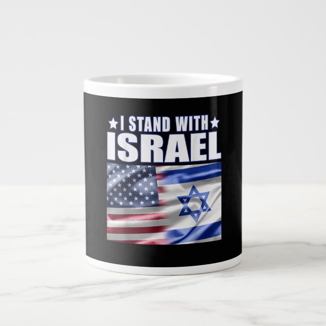 Caneca De Café Grande Apoio a Israel Eu Fico com Israel  (Frente)
