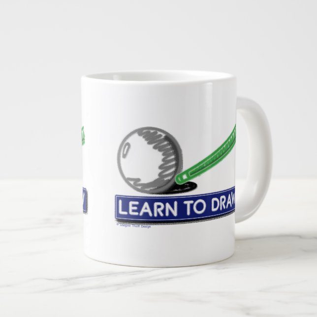 Caneca De Café Grande Aprender ao Desenhar (Frente Esquerda)