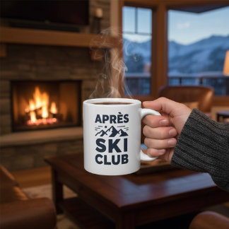 Caneca De Café Grande Apres Ski Club Logotipo da Montanha - Inverno Masc