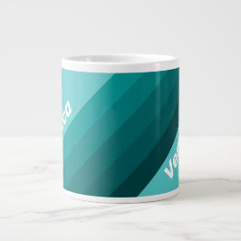 Caneca De Café Grande Aqua Fade Stripes with Name