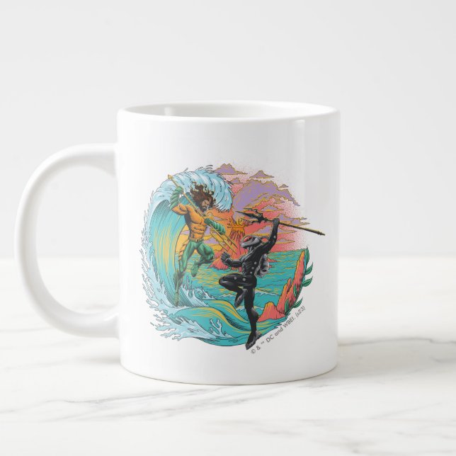 Caneca De Café Grande Aquaman & Black Manta Tidal Wave (Esquerda)
