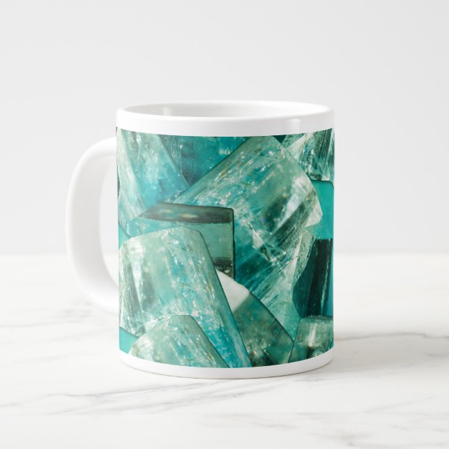 Caneca De Café Grande Aquamarine March Birthstone Blue Green Crystal Gem (Frente Esquerda)