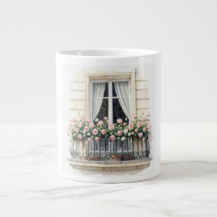 Caneca De Café Grande Aquarela da Varanda de Paris 