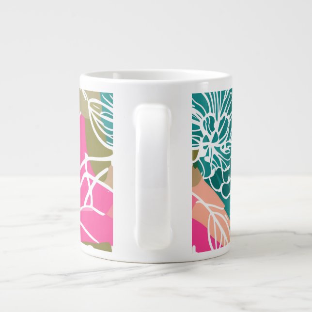 Caneca De Café Grande Aquarela Tropical Protea Flor (Traseira)