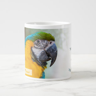 Caneca De Café Grande Arara Azul e Amarela Salmo 145:9 KJV