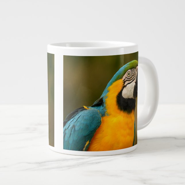 Caneca De Café Grande arara azul e arara-dourada (Frente Esquerda)