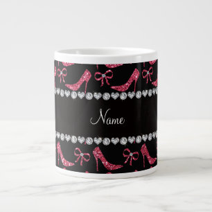 Caneca De Café Grande Arco de saltos altos com brilho rosado fuchsia pin