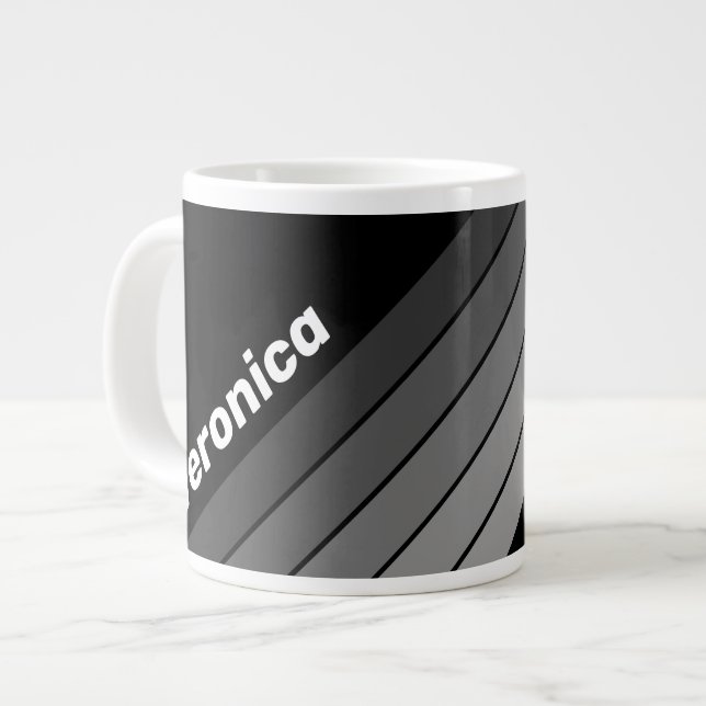Caneca De Café Grande Arco-íris com Gradiente Escuro e Nome (Frente Esquerda)