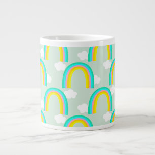 Caneca De Café Grande Arco-íris com Nuvem Azul